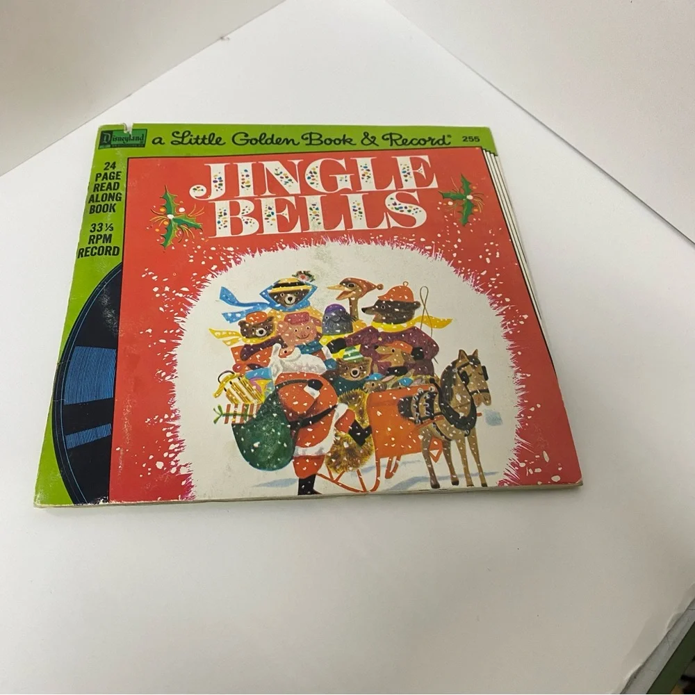 Vintage Jingle Bells Little Golden Book & 33 1/3 Vinyl Record Christmas Classic